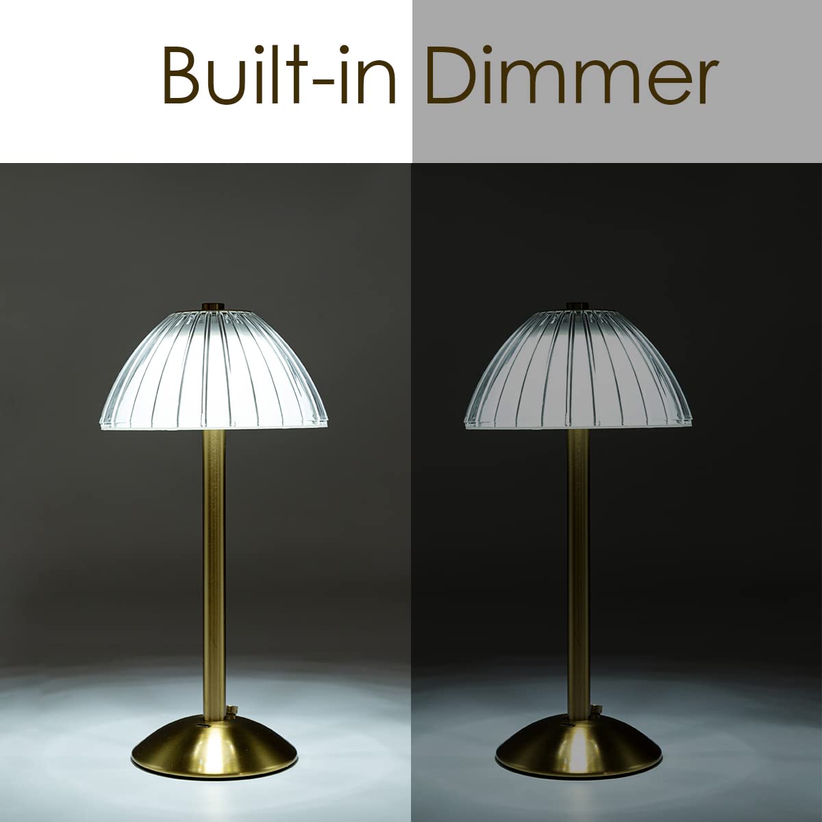 HEQET Cordless Table Lamps for Home,Table,Dining Room, Gold Rechargeable Lamps, USB Charge 12'' Tall LED Brass Portable Outdoor Indoor Table Lamp with Built-in Dimmer (Gold)