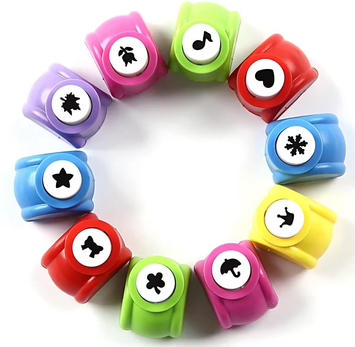 Inkflow 12-Piece Craft Punch Set - Colorful DIY Paper Punches with Fun Shapes for Scrapbooking, Card Making, and Kids' Crafts - Creative Tools for Art and Craft Projects