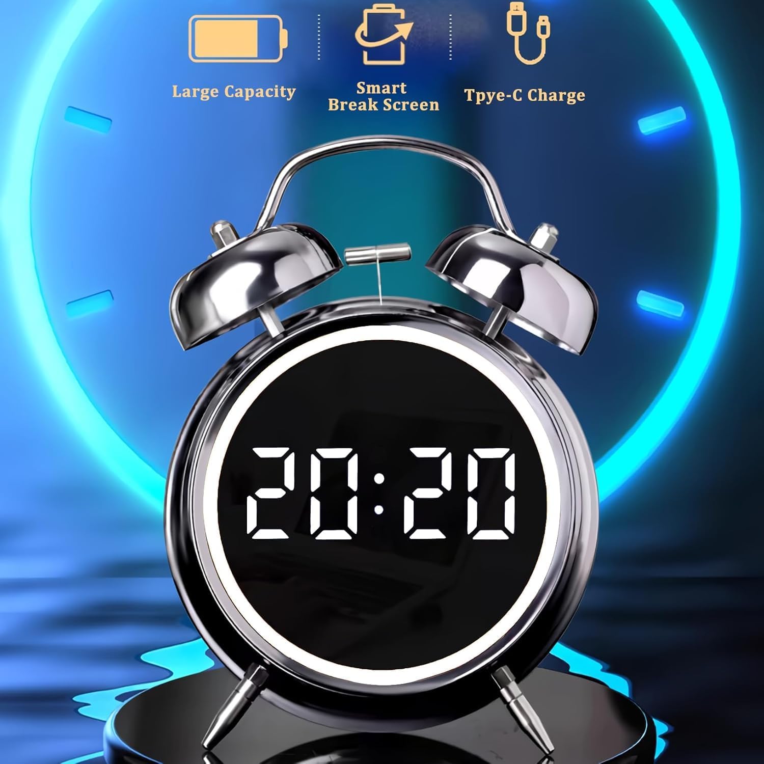 BuzzForge: Retro LED Alarm Clock | Super Loud Twin Bell Design for Heavy Sleepers & Stylish Wake-Ups