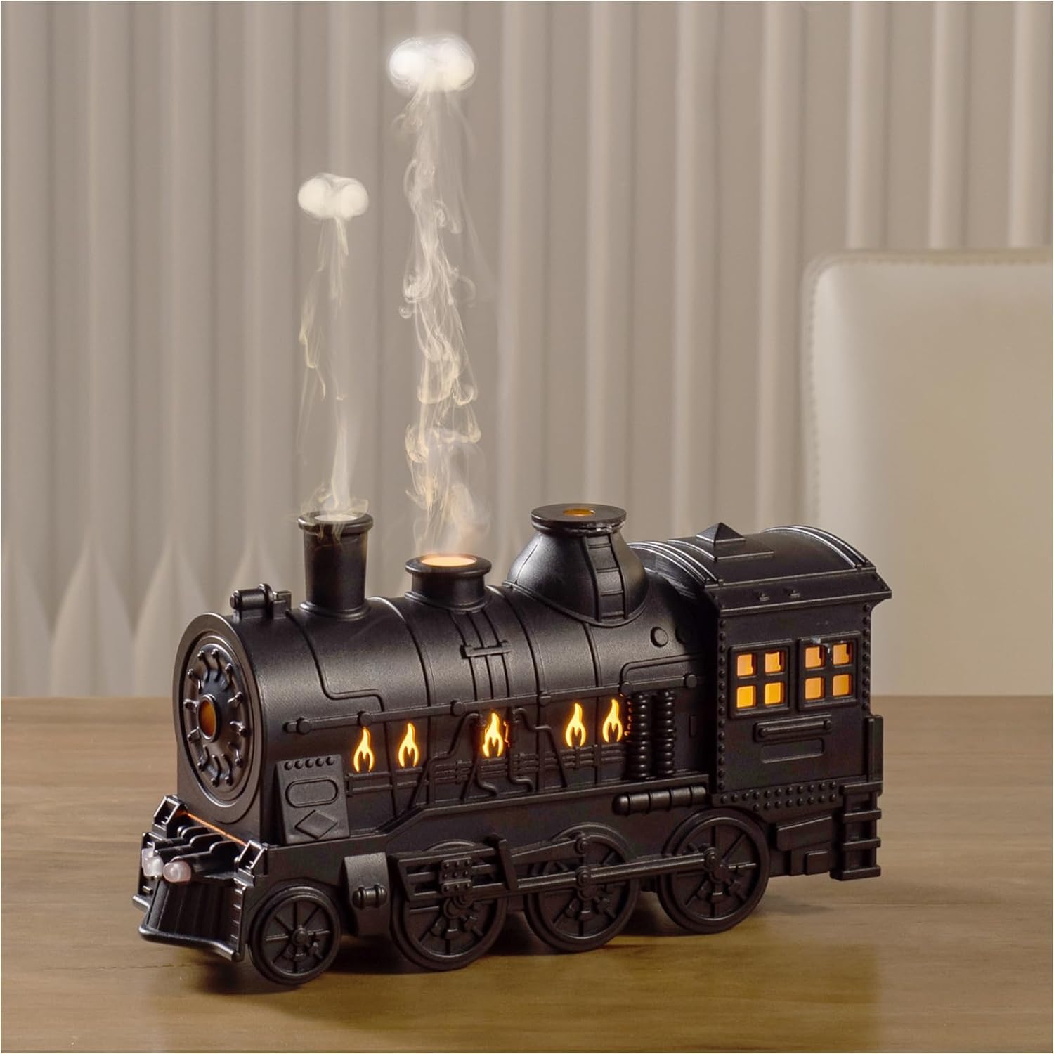 BOHOFAM plastic Train Essential Oil Diffuser Ultrasonic Cool Mist Aromatherapy Diffuser Humidifier with Auto Shut-Off and 2 Light 2 Mist Mode,Auto Shut-Off,for Large Room,Home,Office Hotel 300ml